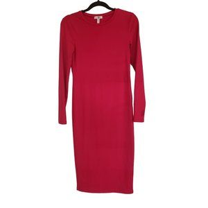 Leith‎ Bodycon Dress size XS Barbie Pink long sleeve Midi